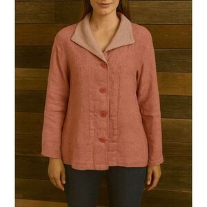 FLAX  NWOT Linen Button Front Cropped cardigan Jacket Boho Lagenlook size M